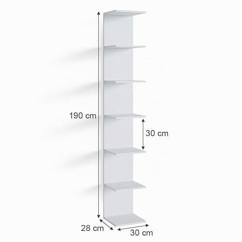 Vicco Étagère Paolo, Blanc, 30x190cm, pouvant être monté pour Le Rangement de Livres et d’Objets de décoration thumbnail 3