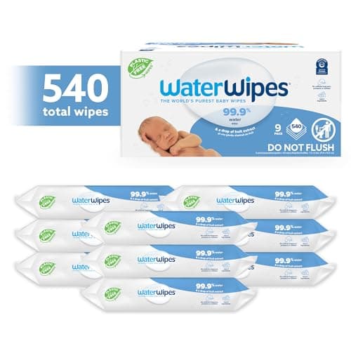 WaterWipes Plastic-Free Original-baby Wipes, 99.9% Water Based Wipes, Unscented & Hypoallergenic for Sensitive Skin, 540 Count (9 packs), Packaging May Vary - 60 Count (Pack of 9) thumbnail 2