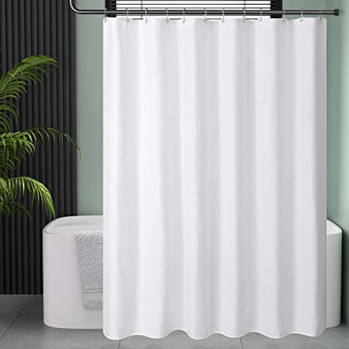 AmazerBath Extra Long Shower Curtains 84 Inches Tall, Waffle Shower Curtain White Heavy Duty, Extra Tall Shower Curtain Fabric, Hotel Quality Bathroom Shower Curtains, 72x84 Inches thumbnail 8