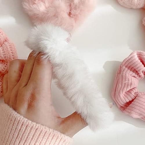 Yonchic 7-Piece Velvet Solid Elastic Hair Ties, Gentle Style Scrunchies for Women Long Thick Hair, No Damage Hair Scrunchies Rubber Bands Accessories (Pink) thumbnail 4