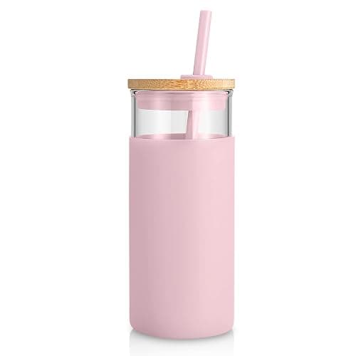 Tronco 20 oz Glass Tumbler with Lids and Straws, Reusable Iced Coffee Cups | Borosilicate Glass Cups with Bamboo Lid, Silicone Sleeve, Dishwasher Safe, Cup Holder Friendly, BPA-Free, Iced Coffee Tumbler - Image 1