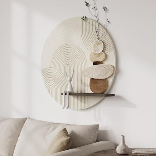 3D Textured Neutral Abstract Wall Art Decor with Shelf, Boho Beige and Brown Artwork for Walls, Modern Minimalist Wall Decor for Living Room, Hallway, Dining Room, Kitchen, Bedroom, Office 24x24 Inch thumbnail 6