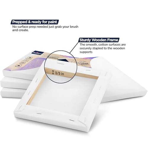 Bluebird Canvas Board - 4x4, 4x6, 5x7, 8x10, 9x12, 11x14. Set of 14 Gesso-Primed White Blank Canvases for Painting - 100% Cotton Canvas Board for Acrylic, Poster, Oil Paint thumbnail 2
