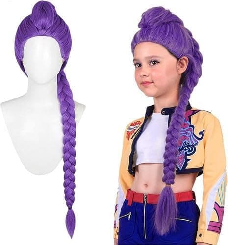 Anime Hunters R-umi Wig, Purple Hair Extensions Cosplay Hair, Purple Braiding Hairs Demon Cosplay For Kids & Adults, Adjustable Cap, Realistic Christmas Anime Costume Wig, Fan Collection - Image 1