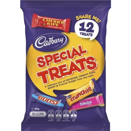 Cadbury Special Treats Chocolate Share Pack – 12 Assorted Treats (180g) – Includes Crunchie, Cherry Ripe, Turkish Delight, Boost – Made in Australia - Image 1