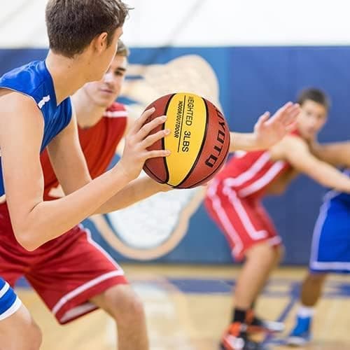 KUYOTQ 3LBS/3.3LBS/2.2LBS Weighted Heavy Training Basketball 29.5/28.5" in and Outdoor Improving Handling Dribbling Passing Rebounding Skill Composite Size 7/6 Weighted Training Basketball Equipment thumbnail 7