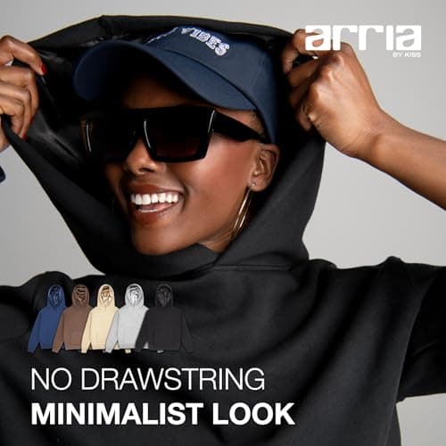 ARRIA Satin-Lined Hoodie – Oversized Hood for Frizz Free Hair, Comfy Premium Cotton Sweatshirt, Minimalist, Women’s Fashion, Fall Winter & Spring Trendy Essential Pullover (Medium, Navy) thumbnail 7