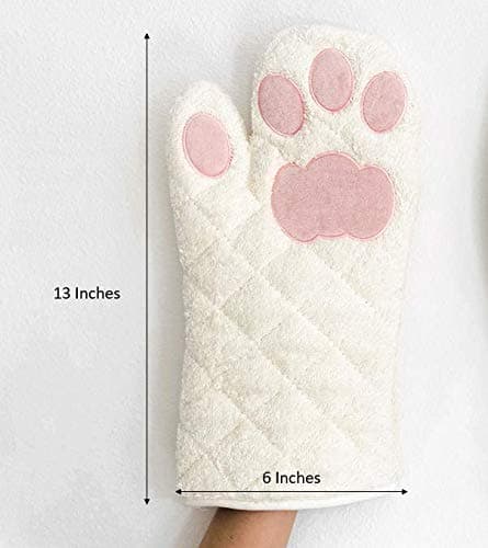 Cricket & Junebug Oven Mitts Cat Paws - White and Pink thumbnail 3