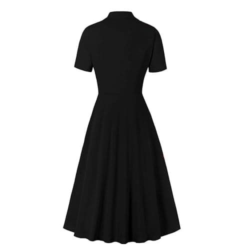 1950s Dresses for Women Vintage Rockabilly Retro Short Sleeve Tie Midi Dress Cocktail Party Evening Prom Gown thumbnail 2