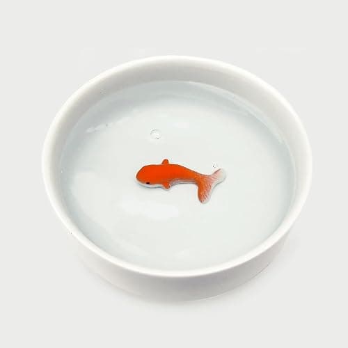 Suck UK Cat Bowls - Fish Bowl - Cat Water Bowl - Funny Animal Accessories - Ceramic Dish - Novelty Pet Supplies - Pets Prank Gift - Animal Owner Gifts - 3D Hand Painted Goldfish - Pet Humor - White thumbnail 2