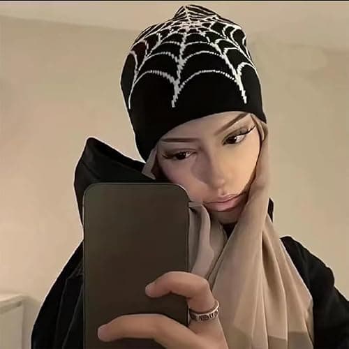 Pooyikoi Y2K Gothic Spider Pattern Wool Acrylic Knitted Hat Women Beanie Winter Warm Beanies Men Casual Skullies Outdoor thumbnail 3