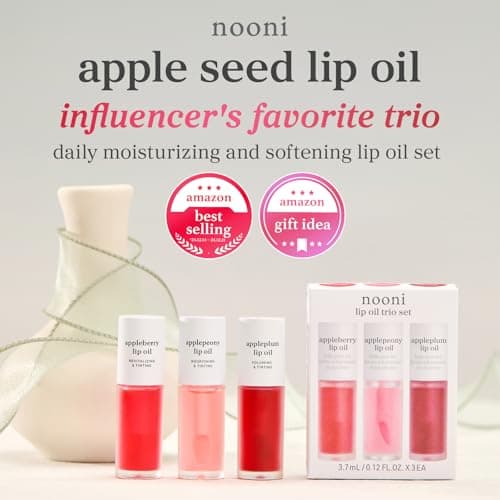 NOONI Korean Lip Oil Set - Appleberry, Applepeony & Appleplum - Long-Lasting, Moisturizing, Revitalizing - Waterproof, No Peel Off, Stocking Stuffers (3EA, 0.12 fl oz) thumbnail 6