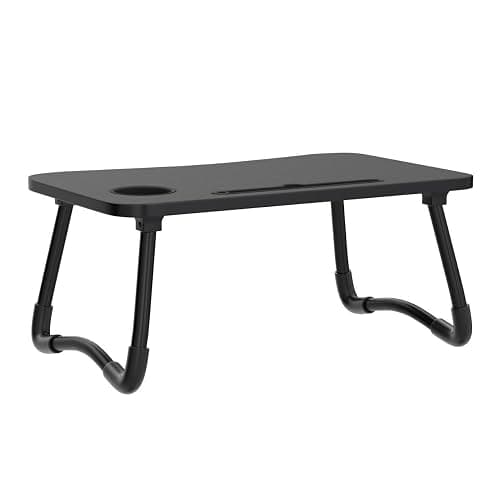 Laptoptisch, Betttablett, Laptop Betttisch Klappbar Tragbar, Lesetisch, Frühstücksbrett, NotebookTisch, Getränkehalter, Büchertablett, für Wohnzimmer Büro und Unterwegs Sofa Boden|60 x 40 cm, Schwarz thumbnail 4