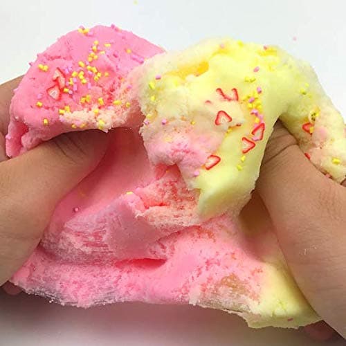 Strawberry Banana (8 fl/oz) - Scented Cloud Textured Slime - Handmade in USA - Dope Slimes - Pink/Yellow thumbnail 7