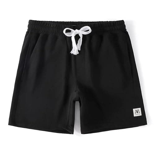 NIMENJOJA Mens 7" Sweat Shorts Cotton Workout Gym Jogger Lounge Shorts with Zipper Pockets - Image 1