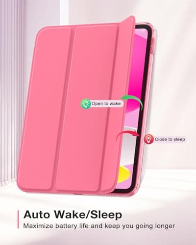 MoKo for iPad (A16) 11th Generation Case 11-inch 2025,iPad 10th Generation Case 2022 with Left Pencil Holder,Slim Trifold iPad11 inch Cover with Crystal Clear TPU Back Shell,Watermelon Red thumbnail 7