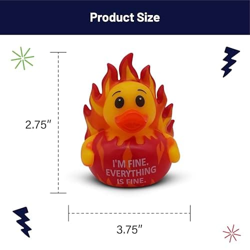 GOOFBALLS Funny Rubber Duck – Hilarious Decorative Duck for Bathroom, Jeep, Desk, or Gag Gift – Quirky Collectible with Sarcastic Quote – Great Gift for Adults, Coworkers, or Friends-I'm Fine thumbnail 2