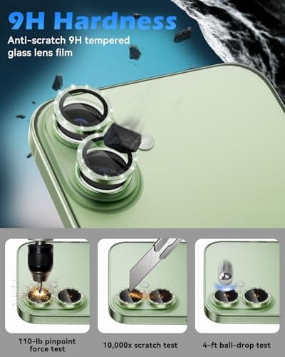 CloudValley for iPhone 17 Glitter Camera Lens Protector, Bling Ultra-HD Tempered Glass Cover with Metal Ring, Sparkly Anti-Scratch Accessories for Women, Easy Installation, Glitter Sage thumbnail 3