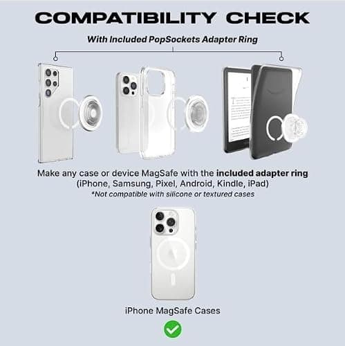 PopSockets Phone Grip for MagSafe with Kickstand, Magnetic Stand, Swappable Top, Secure Hold for iPhone MagSafe Cases, Phone & Tablet Grip, Cute PopSockets - Soft Touch Latte thumbnail 6