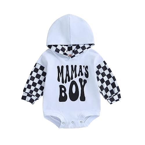 Socutebabe Baby Boy Fall Clothes Long Sleeve Pullover Checkerboard Hoodie Romper Sweatshirt Mama Boy Outfits Sweater Jumpsuit thumbnail 4