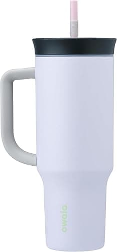 Owala Stainless Steel Triple Layer Insulated Travel Tumbler with Spill Resistant Lid, Straw, and Carry Handle, BPA Free, 40 oz, Purple (Bunny Hop) - Image 1