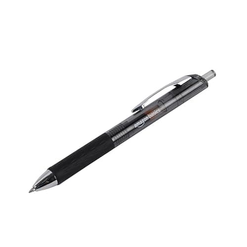 Amazon Basics Retractable Gel Pens, Fine Point 0.7mm, Smooth Writing, Black, No Smudge, School and Office Supplies, 12-Pack thumbnail 4