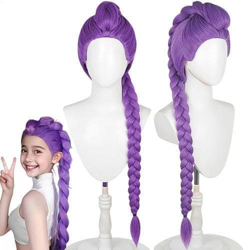 Anime Hunters R-umi Wig, Purple Hair Extensions Cosplay Hair, Purple Braiding Hairs Demon Cosplay For Kids & Adults, Adjustable Cap, Realistic Christmas Anime Costume Wig, Fan Collection thumbnail 3