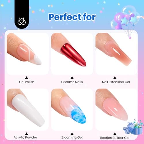 beetles Gel Polish 2Pcs 15ml No Wipe Top Coat Gel Nail Polish High Gloss Shiny Long-Lasting Clear Gel Top Coat, Soak Off Nail Lamp, Summer Nails Home DIY Manicure and Nail Salon Gifts for Women thumbnail 7