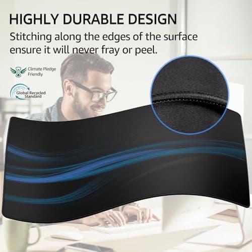 KTRIO Large Gaming Mouse Pad Desk Mat for Gamer, 31.5" x 15.7", Black, XXL thumbnail 3