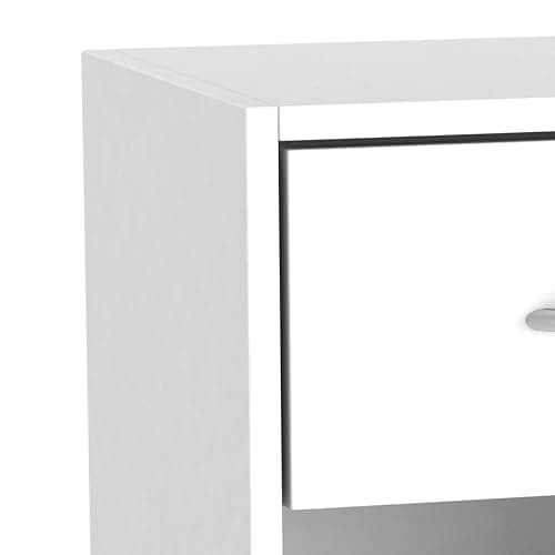 URBNLIVING 1 Door 1 Drawer Wooden Bedroom Bedside Cabinet Shelf Nightstand Side Table Unit (White) thumbnail 7