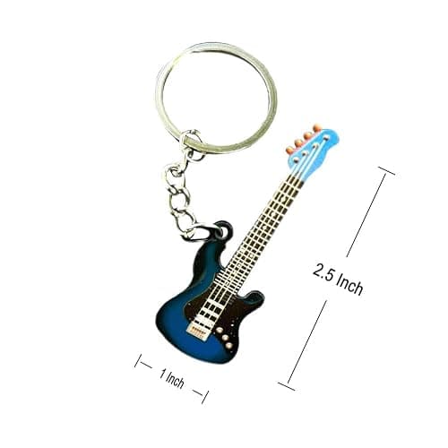Pouoir guitar keychain gift for Men Mini Cute Bass Key Chain Ring for Kids High-end Car Keyring Electric Guitar Key Holder thumbnail 4