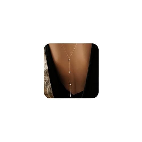 Artmiss Wedding Bridal Backdrop Necklace Crystal Back Necklace Gold Jewelry for Women thumbnail 4