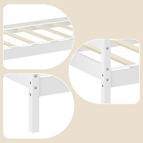 NAFORT Twin Bed Frame with Headboard/Wood Twin Size Platform Bed Frame/Wood Slat Support/Mattress Foundation/No Box Spring Needed/Easy Assembly - White, Twin thumbnail 6