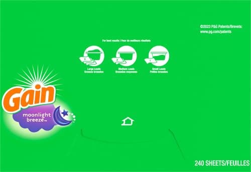Gain Dryer Sheets Fabric Softener | Moonlight Breeze | Anti-Static | 240 Sheets, Pack of 4 thumbnail 10