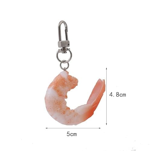 HSYHERE Men Women Creative Interesting Novelty Stylish Mini Simulated Food Orange Shrimp Keychain Key-ring Pendant thumbnail 8