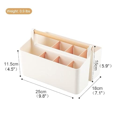 Vidifor Large Plastic Portable Caddy with Handle, Storage Organizer Bin with Adjustable Dividers for Art Supplies, Crafts, Colored Pencils, Makeup Desk thumbnail 2