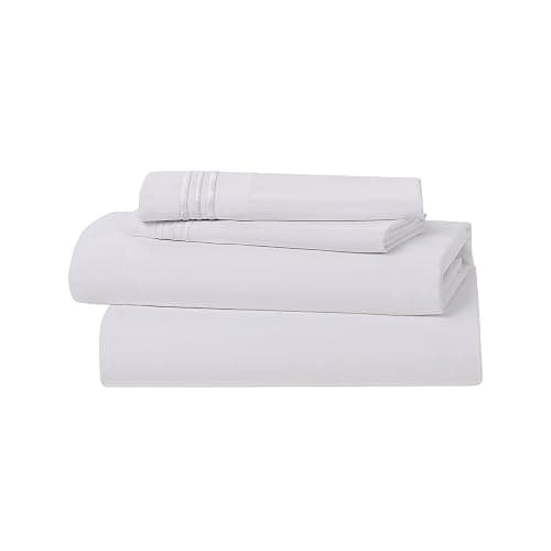 Clara Clark Bed Sheets, Premier 1800 Series 4 Piece Bed Sheet Set, Deep Pocket, Wrinkle, Fade, Stain Resistant, Luxury Soft Bedding Sheets & Pillowcases, Twin, White thumbnail 5
