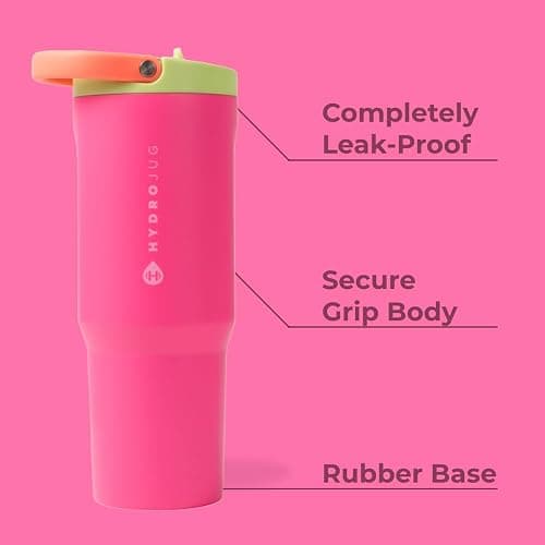HydroJug Sport - Stainless Steel Tumbler with Straw, Vacuum Insulated, 32oz Leakproof Water Bottle, Ergonomic Design, Reusable, Dishwasher Safe, Rubber Base, Durable for Gym or Outdoors, Orchid thumbnail 3
