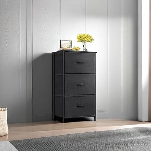 AODK Dresser for Bedroom Nightstand Small Dressers Chest of Drawers End Table for Living Room, Closet Dresser with 3 Storage Drawers Organizer Clothes, Black thumbnail 5