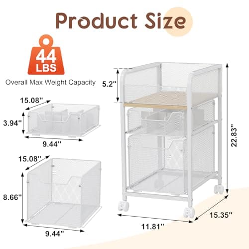 Hongtamoya Rolling Makeup Cart Organizer with 2 Drawers, Narrow Floor Skincare Organizers, Vanity Organizer Cosmetics Display Cases Holder for Skin Care Nail Polish Perfume Makeup Brush, White thumbnail 6