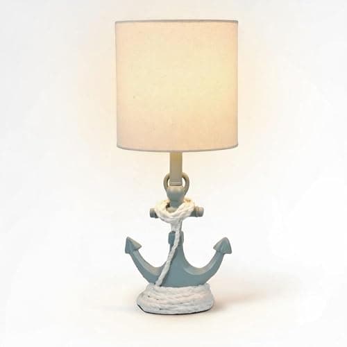 Decor Therapy Anchor Resin Accent Lamp, Easy on/Off Push-Through Light Switch, Coastal Style, Energy Efficient, 40W, Sky Blue - (8" D x 8" W x 16" H) thumbnail 2