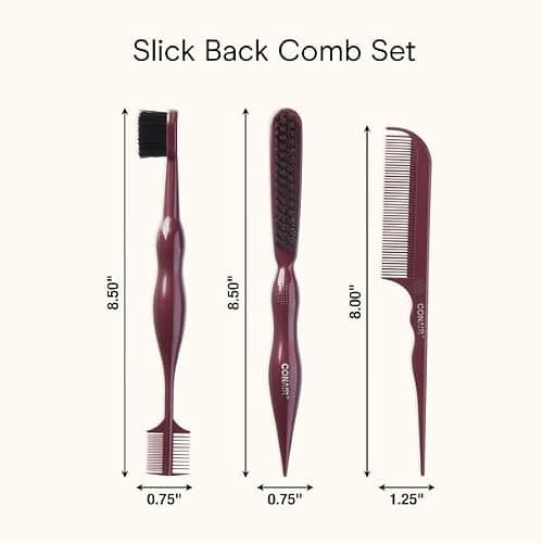 Conair Slick Back Tail Comb Set, 3-Pack with Fine Tooth Tail Comb, Edge Brush, and Smoothing Brush for Teasing, Parting, and Smoothing Sleek Hair Styles, Control Hair Flyaways thumbnail 8