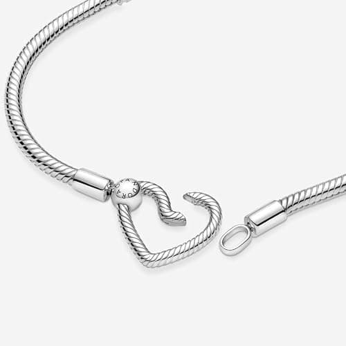 PANDORA Moments Heart Clasp Snake Chain Bracelet - Charm Bracelet for Women - Compatible Moments Charms - Gift for Her - Sterling Silver - With Gift Box thumbnail 6
