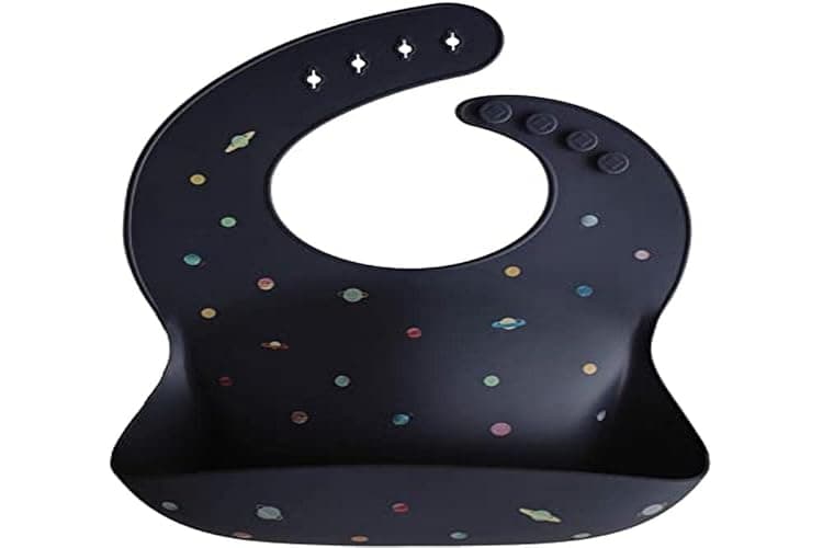 mushie Silicone Baby Bib | Adjustable Fit Waterproof Bibs (Planets) thumbnail 4