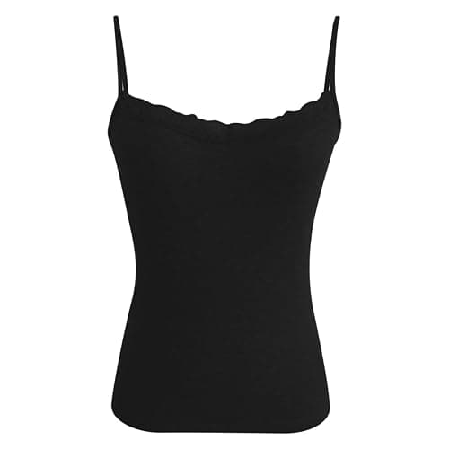 Women's Night Out Tops Lace Camisole Tops Square Neck Ribbed Tank Tops Adjustable Spaghetti Straps Sleeveless Summer Shirt Top Crop Women thumbnail 3