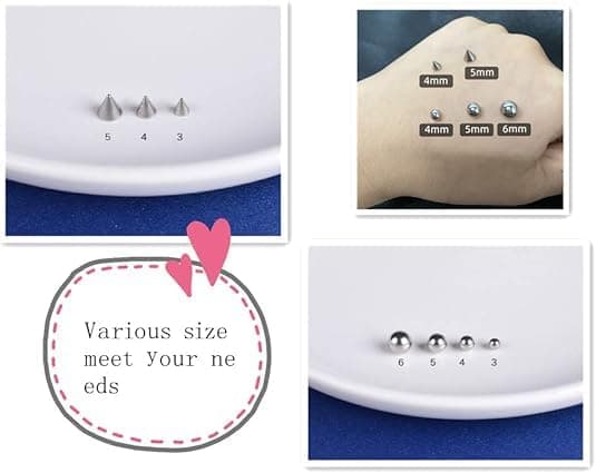JFORYOU Fake Eyebrow Ring Fake Lip Labret Studs Replacement Balls Spike with 100pcs Sticker Non-Piercing Body Jewelry Fake Skin Piercing thumbnail 6