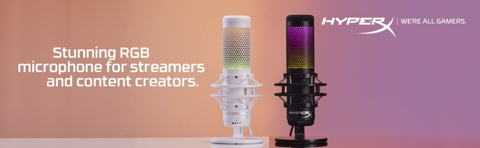 HyperX QuadCast S – RGB USB Condenser Microphone for PC, PS5, Mac, Anti-Vibration Shock Mount, 4 Polar Patterns, Pop Filter, Gain Control, Gaming, Streaming, Podcasts, Twitch, YouTube, Discord – White - White - QuadCast S White - Microphone thumbnail 14