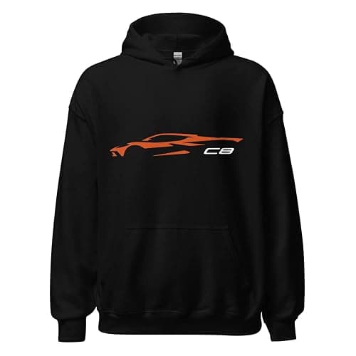 JG Infinite 2022 2023 Sports Car C8 Outline Silhouette Sebring Amplify Orange Vette Unisex Hoodie - Image 1