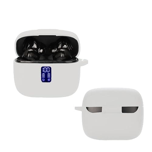 smaate Earbuds Case Compatible with TAGRY X08 Wireless Headphone, Silicon Protective Cover with keychain, with window for LED display, White thumbnail 5
