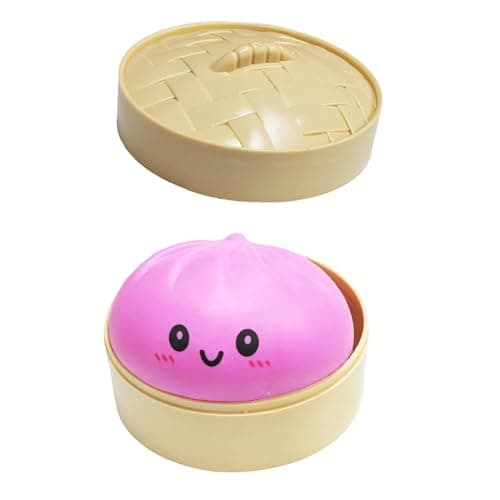 Dumpling Squishy Toy, Mystery Dumplings Squishy Glitter Box, Glitter Dumplings Toy Mystery, Squishy Bun, Fidget Toys for Adults, Stocking Stuffers, Sensory Stress Squeeze Toys for Relax (pinkk) - Image 1